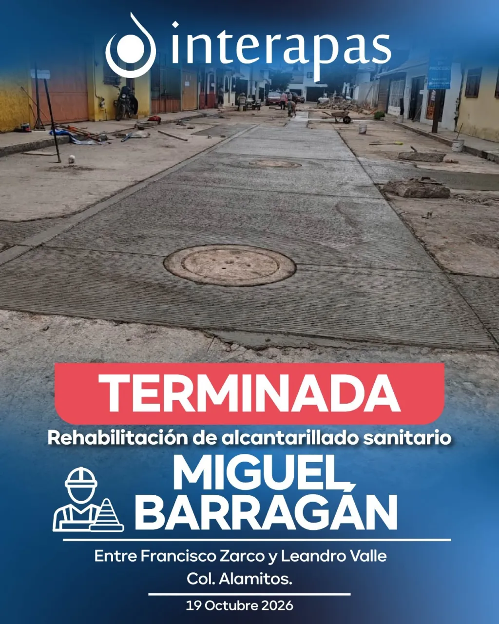 Listo primer tramo de renovación de drenaje en Miguel Barragán