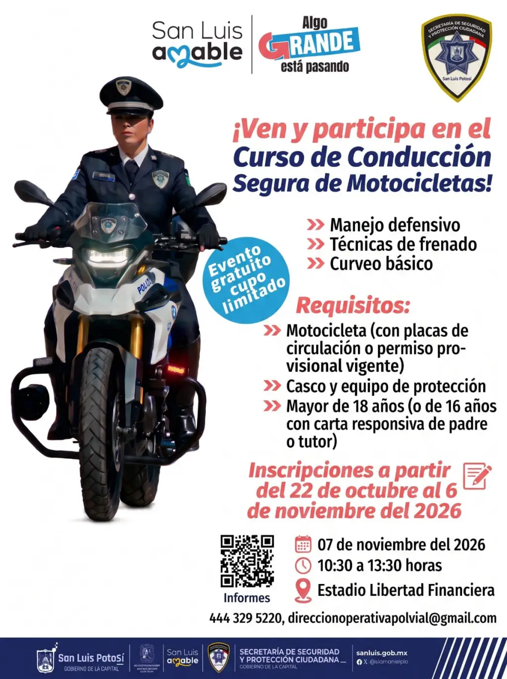 Policía Vial de la Capital abre fecha para curso de conducción segura de motocicleta
