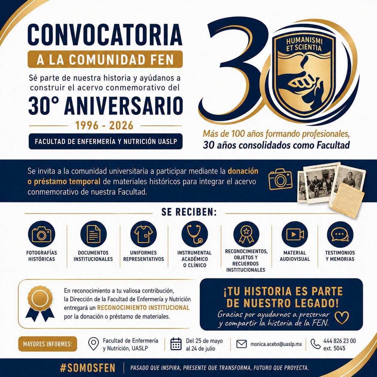 FEN UASLP convoca a su comunidad a construir la memoria de sus primeros 30 años como facultad.