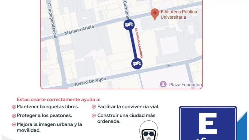 Invita Gobierno de la Capital a usar correctamente estacionamientos exclusivos para motos