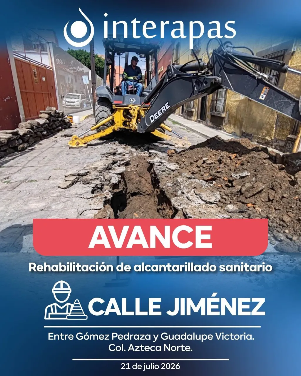 En su fase final, rehabilitación sanitaria de Interapas en la colonia Azteca Norte