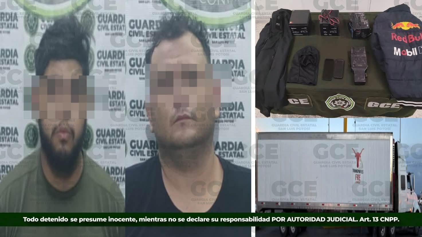 DIVISIÓN CAMINOS DE LA GCE FRUSTRA ROBO DE TRACTOCAMIÓN Y DETIENE A DOS PERSONAS EN VILLA DE ARRIAGA.