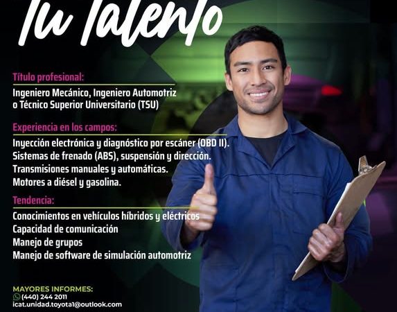 ICAT CONVOCA A PROFESIONALES CON EXPERIENCIA EN EL SECTOR AUTOMOTRIZ.