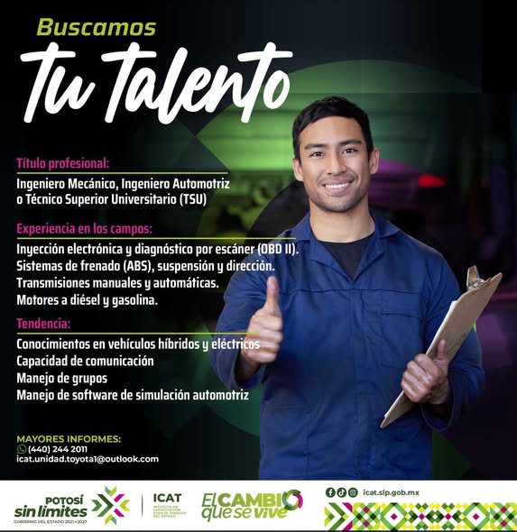 ICAT CONVOCA A PROFESIONALES CON EXPERIENCIA EN EL SECTOR AUTOMOTRIZ.