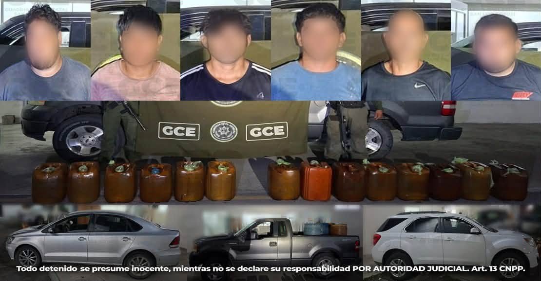 CON OPERATIVO “HUASTECA SEGURA” SE DETIENE A SEIS PERSONAS POR PROBABLE TRÁFICO DE HIDROCARBUROS.