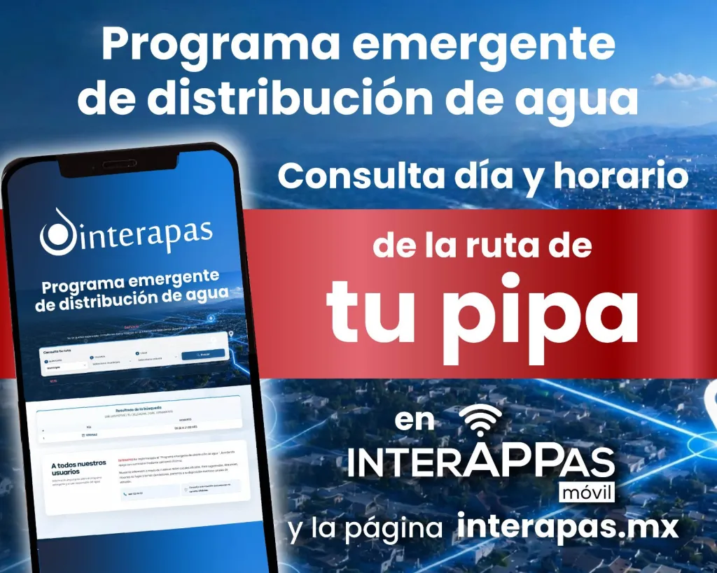 INTERAPAS lanza herramienta digital para consultar rutas y horarios de pipas