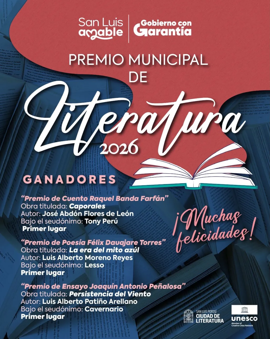 GOBIERNO MUNICIPAL RECONOCE EL TALENTO DE LOS ESCRITORES CON EL PREMIO MUNICIPAL DE LITERATURA 2026