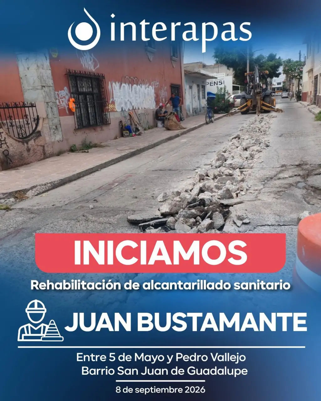 Transformación de drenaje llega ahora al barrio de San Juan de Guadalupe