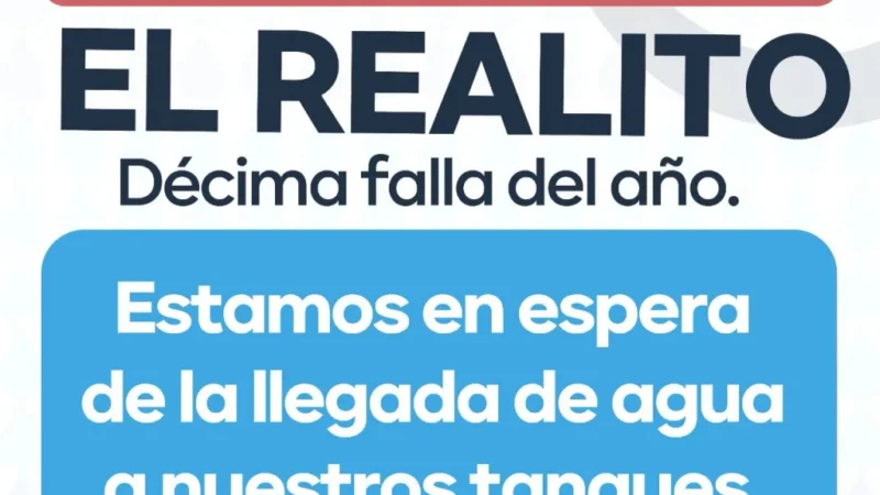 En el sexto día de falla, continúa sin llegar agua de El Realito