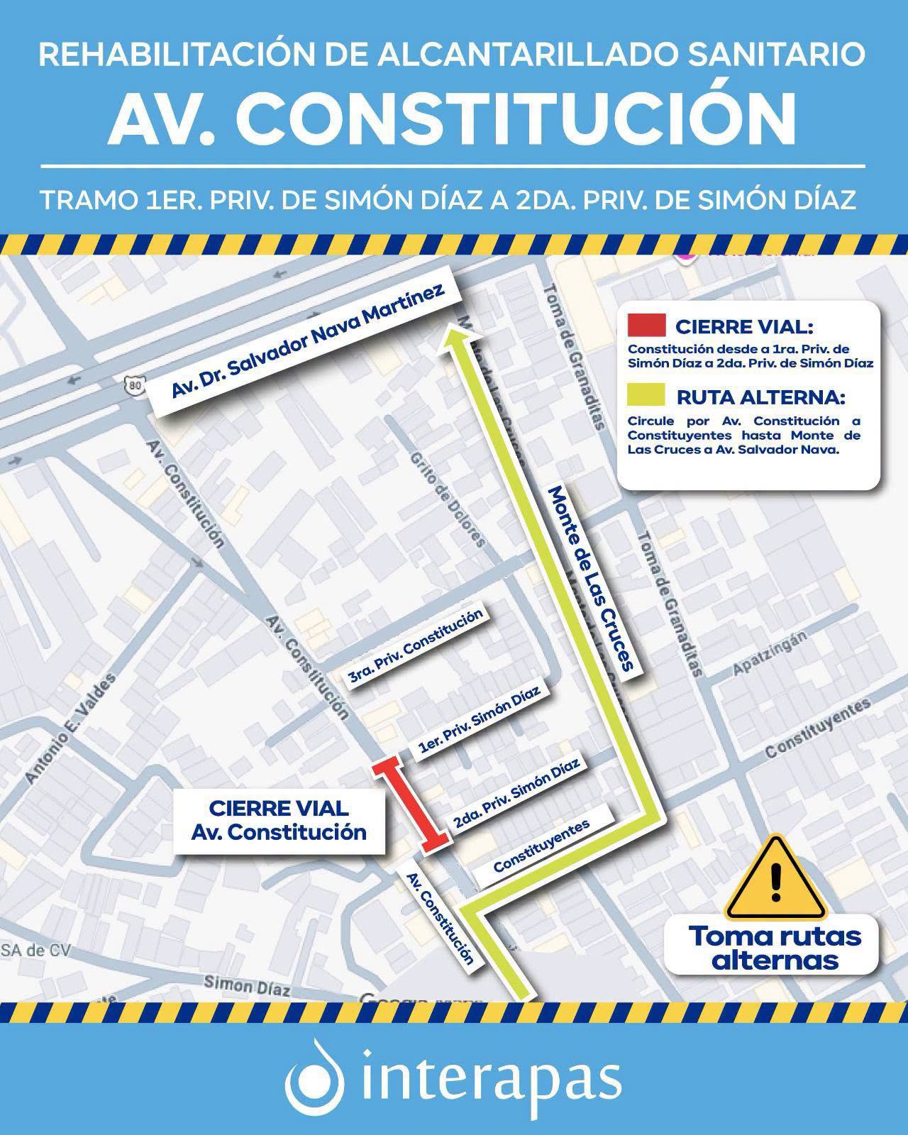 Interapas arranca sustitución de drenaje en Constitución; habrá cierre vial