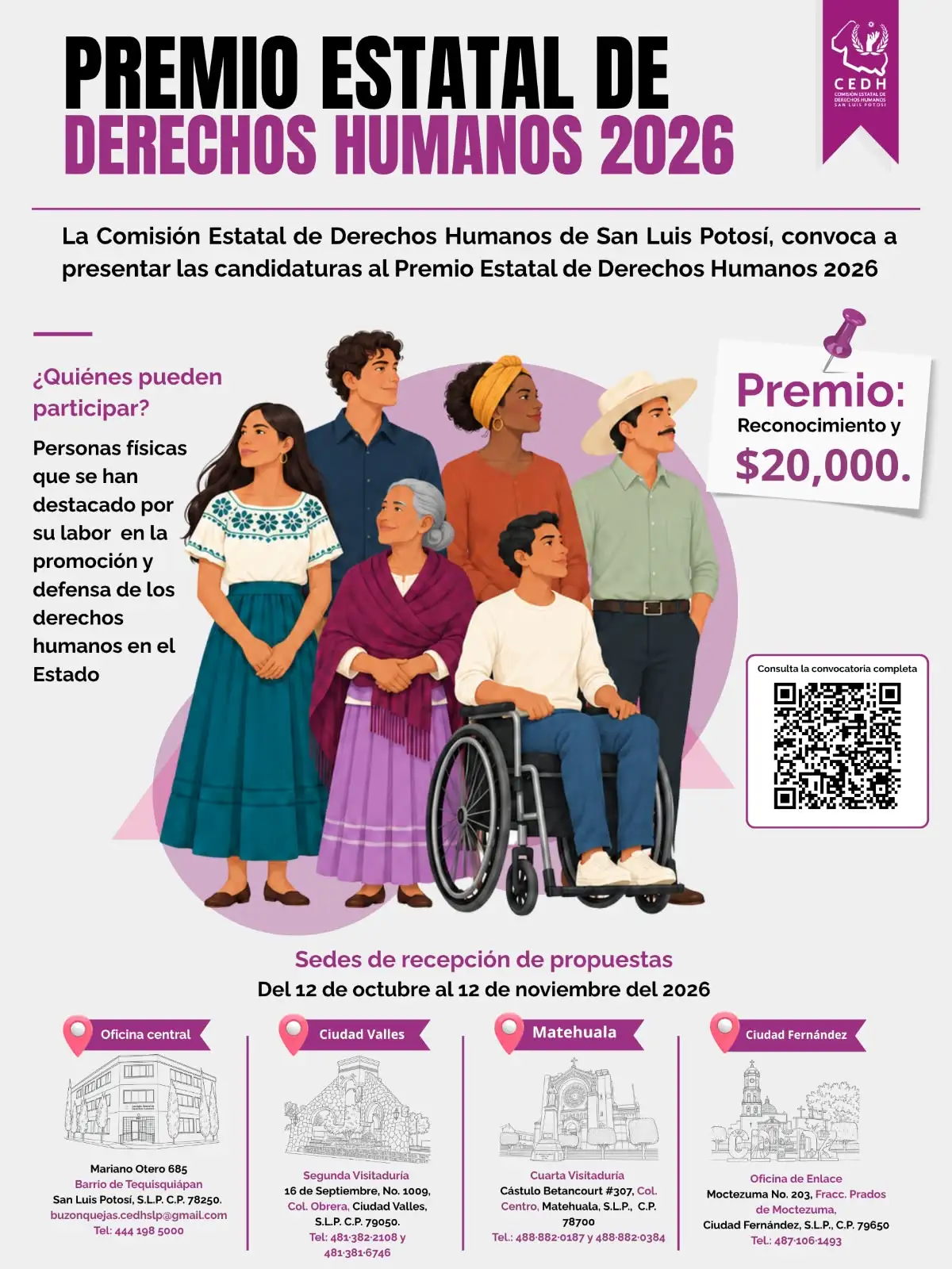 CEDHSLP ABRE CONVOCATORIA PARA EL PREMIO ESTATAL DE DERECHOS HUMANOS 2026