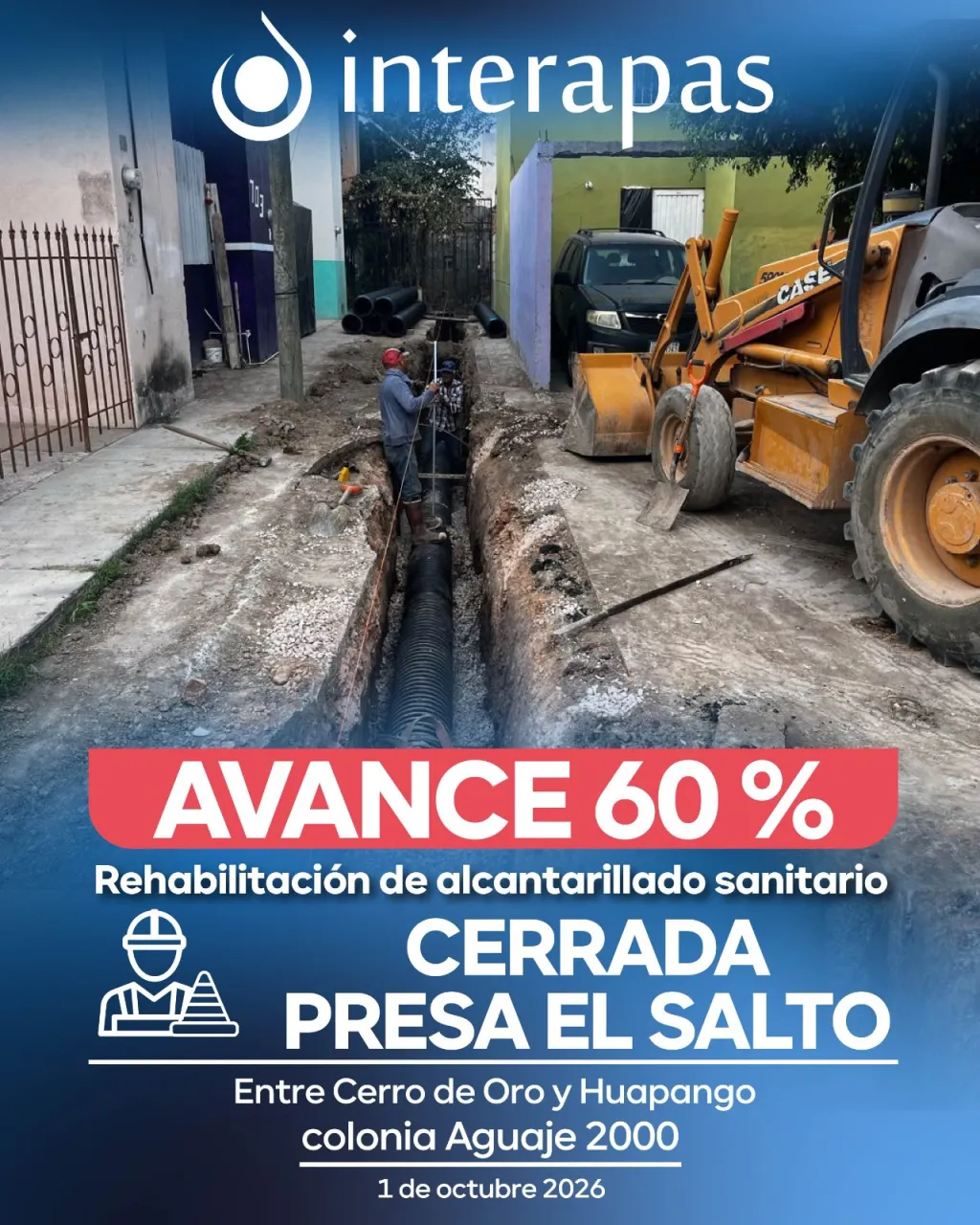 Obra sanitaria de Interapas atiende necesidades de vecinos de Aguaje 2000