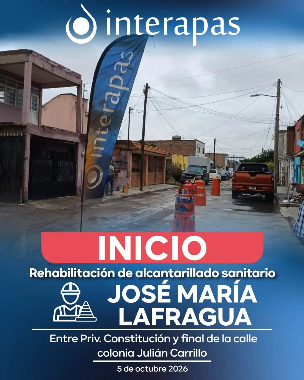 Interapas da continuidad a renovación de drenaje en la Julián Carrillo