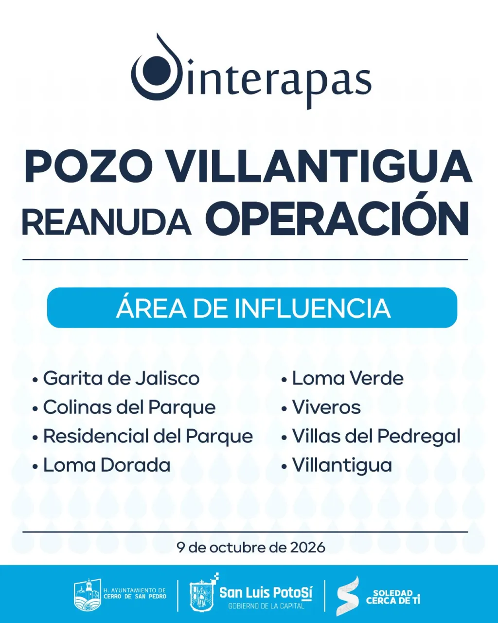 Interapas reactiva el pozo Villantigua