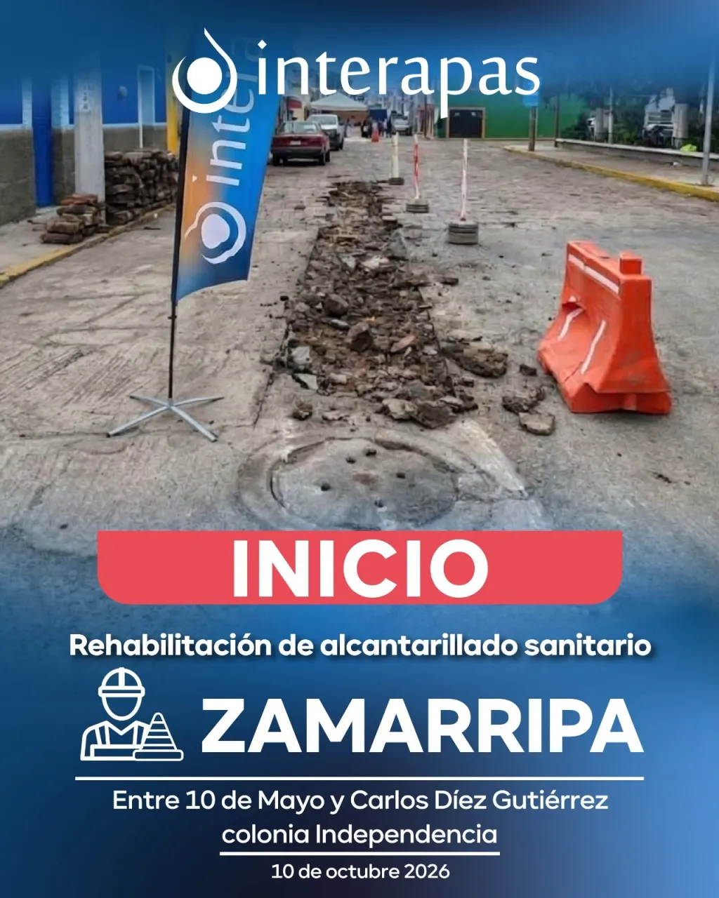 Interapas extiende renovación de drenaje en la colonia Independencia