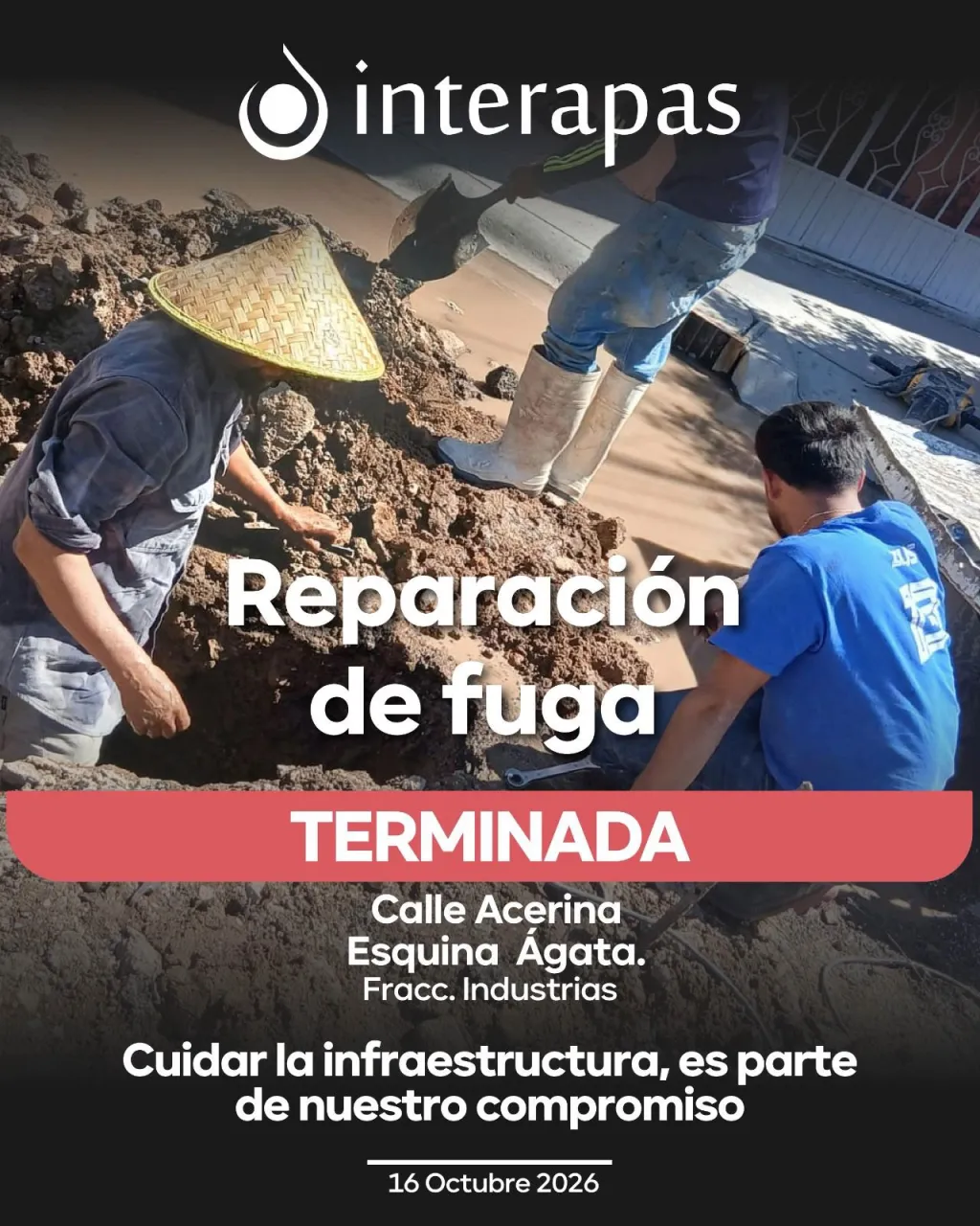 Interapas frena desperdicio de agua en fraccionamiento Industrias